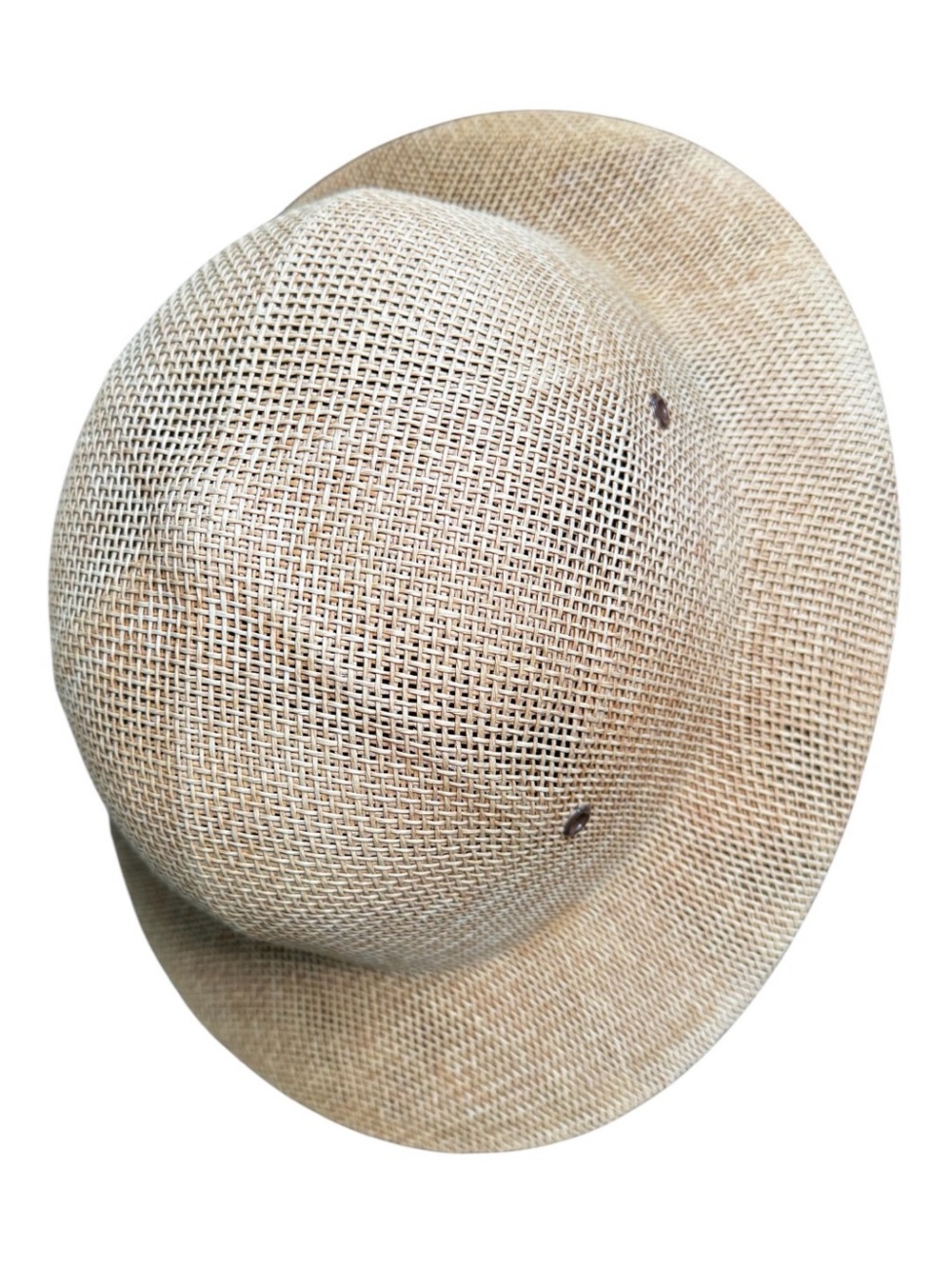 Brookstone Adjustable Safari Hat Pith Helmet Straw Sun Woven Mesh Made in USA - Picture 4 of 11